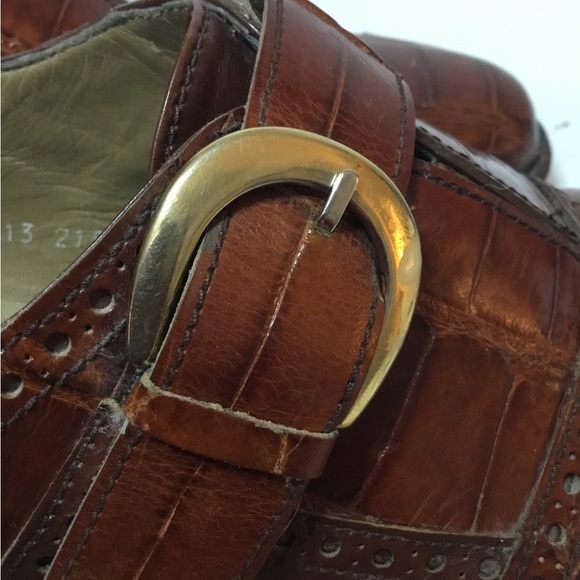 R Martegani Men’s Brown Alligator Leather Monkstrap  Shoes Size 10.5 - Picture 10 of 10